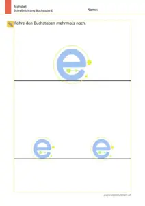 Arbeitsblatt: Schreibrichtung üben - Kleinbuchstabe e mit Pfeilen zum Nachspuren