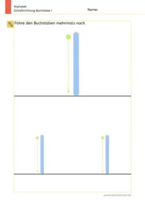 Arbeitsblatt: Schreibrichtung üben - Großbuchstabe I mit Pfeilen zum Nachspuren