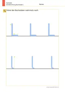 Arbeitsblatt: Schreibrichtung üben - Groß- und Kleinbuchstabe L und l im Vergleich