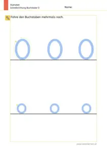 Arbeitsblatt: Schreibrichtung üben - Groß- und Kleinbuchstabe O und o im Vergleich