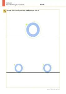 Arbeitsblatt: Schreibrichtung üben - Kleinbuchstabe o mit Pfeilen zum Nachspuren