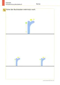 Arbeitsblatt: Schreibrichtung üben - Kleinbuchstabe r mit Pfeilen zum Nachspuren