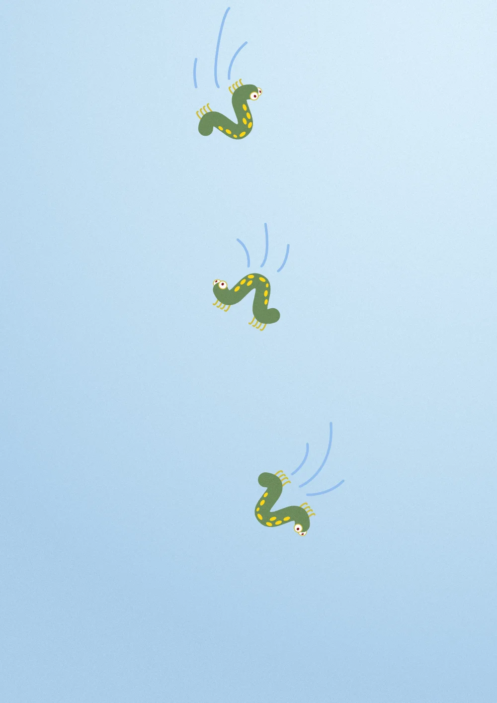 Raupe fällt von Baum