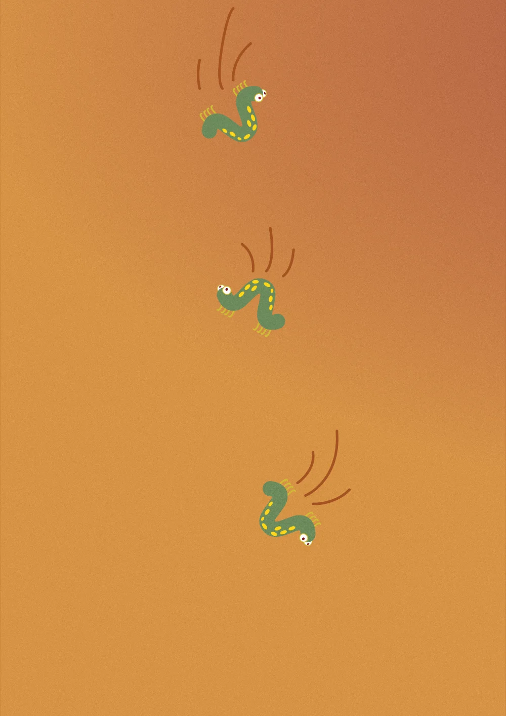 Raupe fällt hinunter