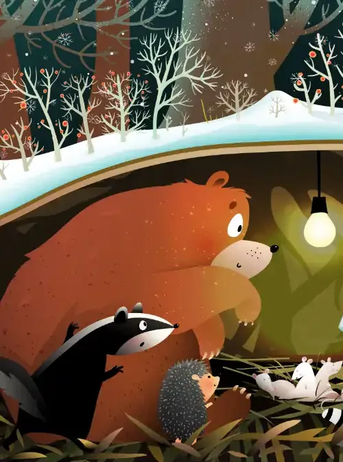 Bär, Mäuse, Igel beim Vorlesen