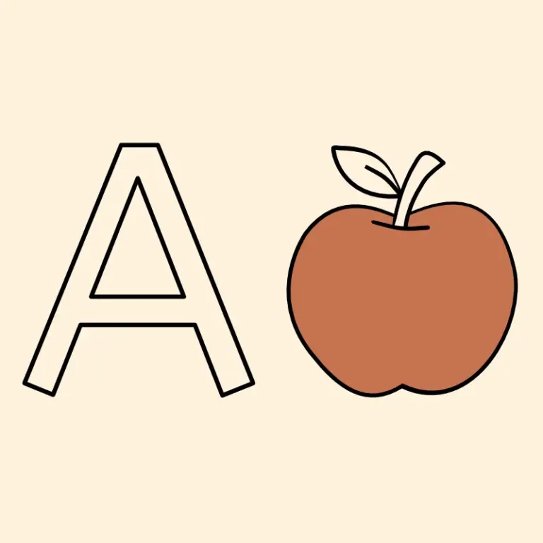 Buchstabe A mit einem Apfel