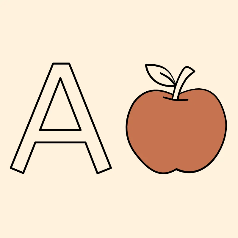 Buchstabe A mit einem Apfel